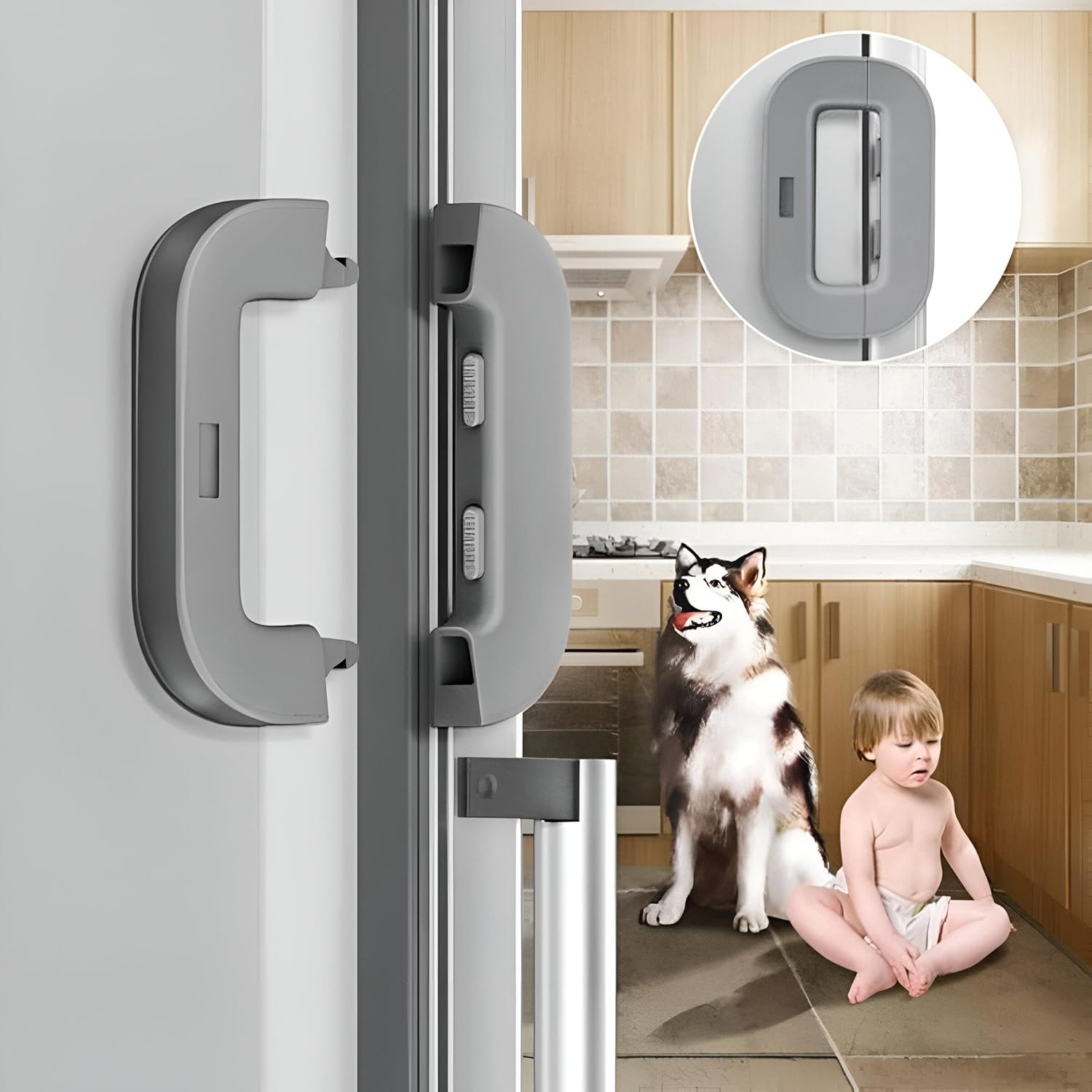 Safety Button, Home Safe Design, Child Proof Refrigerator Door Lock Multi Color ( Random Color )