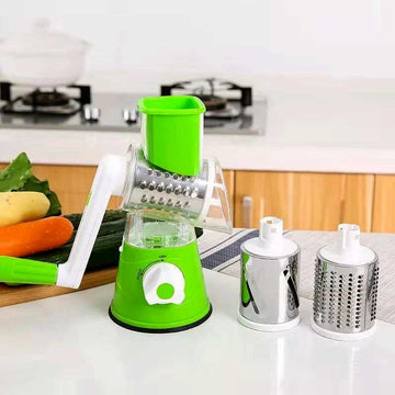 Tabletop Drum Grater – Manual 3-in-1 Vegetable Cutter, Slicer & Grater | Multi-Functional Kitchen Tool (Random Color)