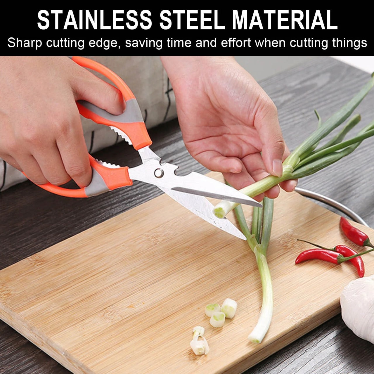 Multifunction Kitchen Scissors – Heavy Duty Stainless Steel Food Shears for Chicken, Meat, Fish, Vegetables & Herbs – Comfortable Grip Handle